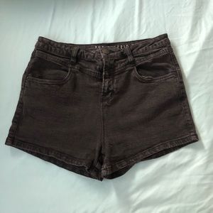 High waisted black denim shorts